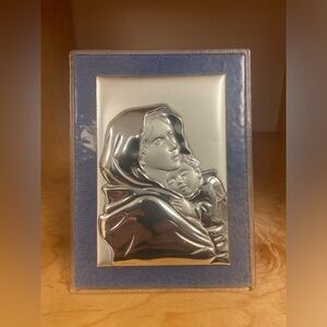 VINTAGE MADONNA AND CHILD ICON .925 SILVER MADE IN ITALY
